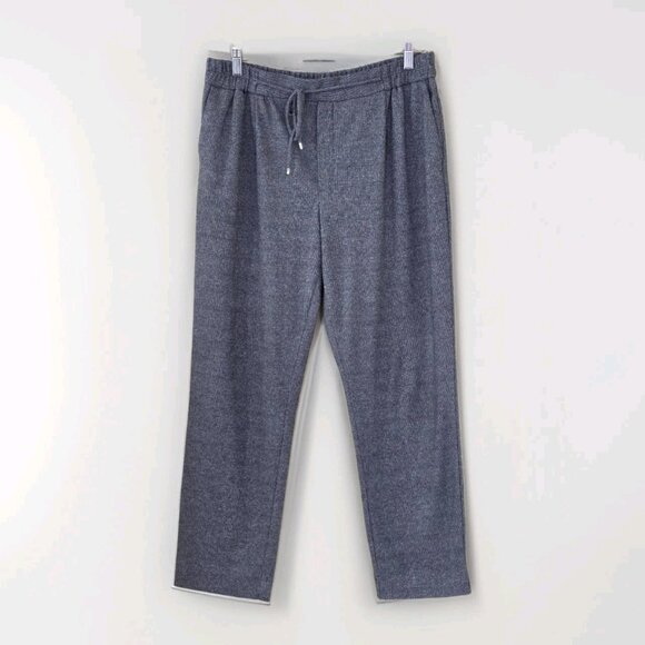 Massimo Dutti Pants Women 12 Gray Cotton Blend Stretch Drawstring Pockets Preppy - Picture 1 of 16